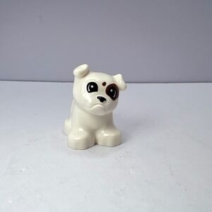 LEGO‎ Duplo White Dog Puppy with Brown Eye Patch Kids One Size Animal Figure Toy